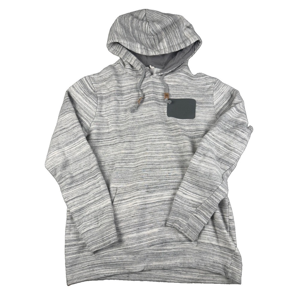 Tentree Mens L Hoodie Gray Space Dye Pullover Contrast Pocket Outdoor Sweatshirt